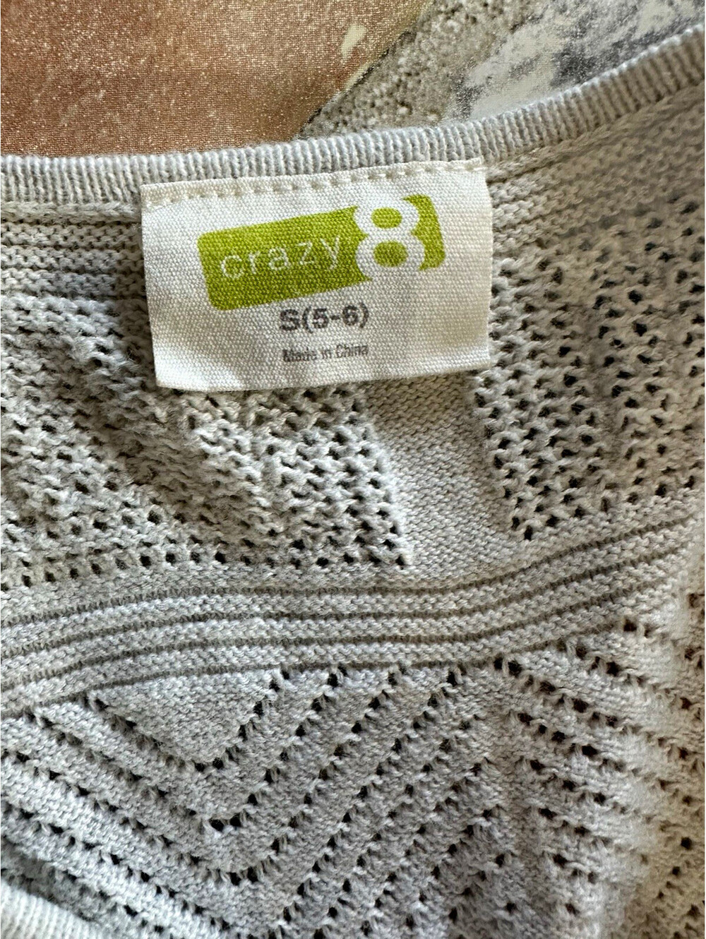 Crazy 8 Girls Size S 5/6 Gray Solid Open-Knit Cotton Sweater Vest
